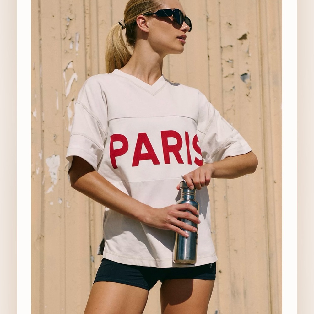 FP Movement by Free People White and Red Short Sleeve Tee